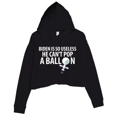 Chinese Spy Balloon Funny Surveillance Anti Joe Biden Crop Fleece Hoodie