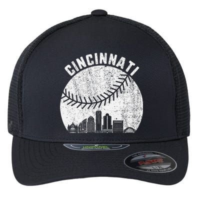 Cincinnati Skyline Baseball Vintage Cincinnati Oh Baseball Flexfit Unipanel Trucker Cap