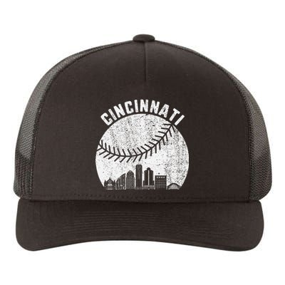 Cincinnati Skyline Baseball Vintage Cincinnati Oh Baseball Yupoong Adult 5-Panel Trucker Hat