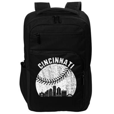 Cincinnati Skyline Baseball Vintage Cincinnati Oh Baseball Impact Tech Backpack