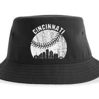 Cincinnati Skyline Baseball Vintage Cincinnati Oh Baseball Sustainable Bucket Hat