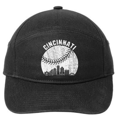 Cincinnati Skyline Baseball Vintage Cincinnati Oh Baseball 7-Panel Snapback Hat