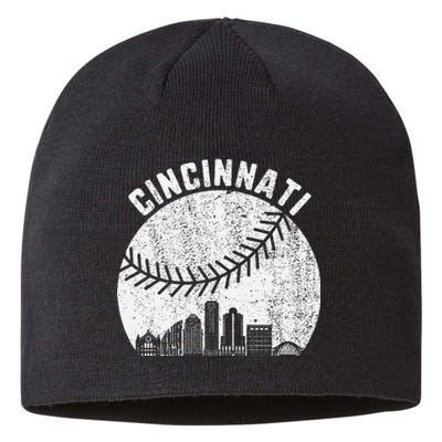 Cincinnati Skyline Baseball Vintage Cincinnati Oh Baseball Sustainable Beanie