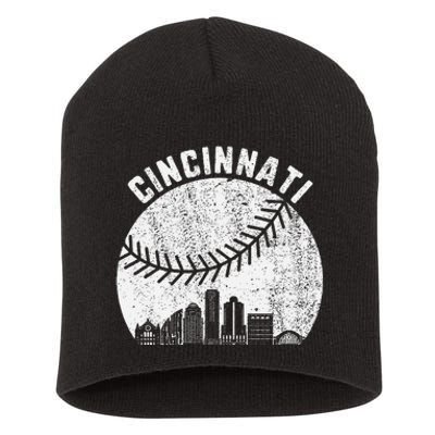 Cincinnati Skyline Baseball Vintage Cincinnati Oh Baseball Short Acrylic Beanie