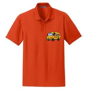 Cartoon School Bus I Kids I School Bus Dry Zone Grid Polo