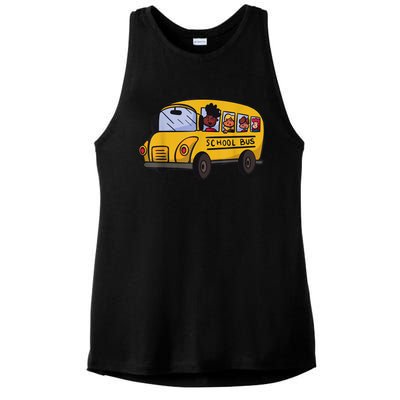 Cartoon School Bus I Kids I School Bus Ladies PosiCharge Tri-Blend Wicking Tank