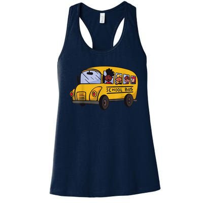 Cartoon School Bus I Kids I School Bus Women's Racerback Tank