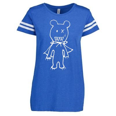 Cute Scary Bear Monster With Cape Doodle Drawing Halloween Enza Ladies Jersey Football T-Shirt