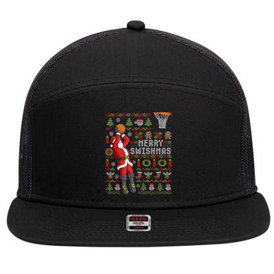 Cool Santa Basketball Merry Swishmas 7 Panel Mesh Trucker Snapback Hat