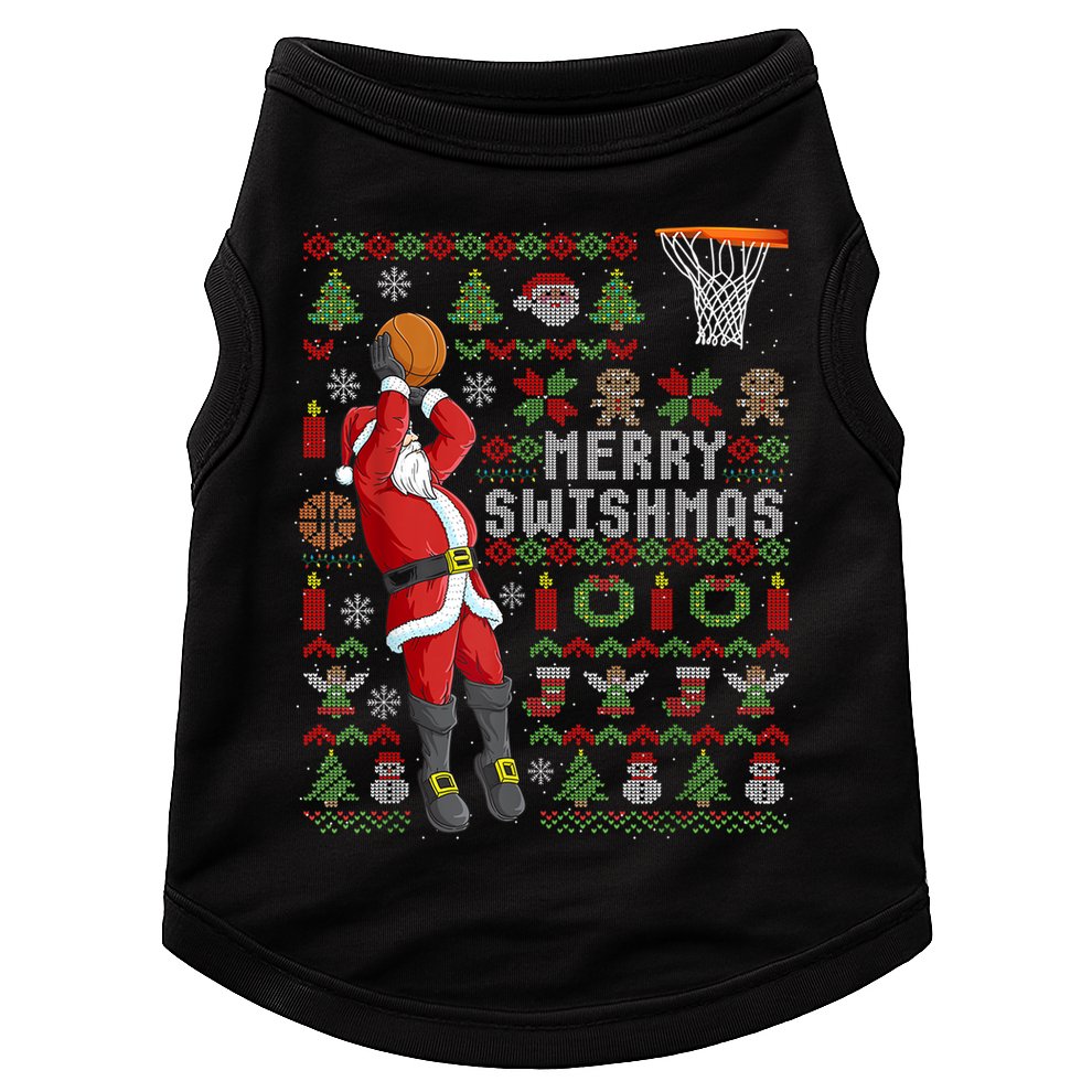 Cool Santa Basketball Merry Swishmas Doggie Tank