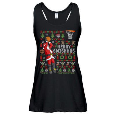 Cool Santa Basketball Merry Swishmas Ladies Essential Flowy Tank