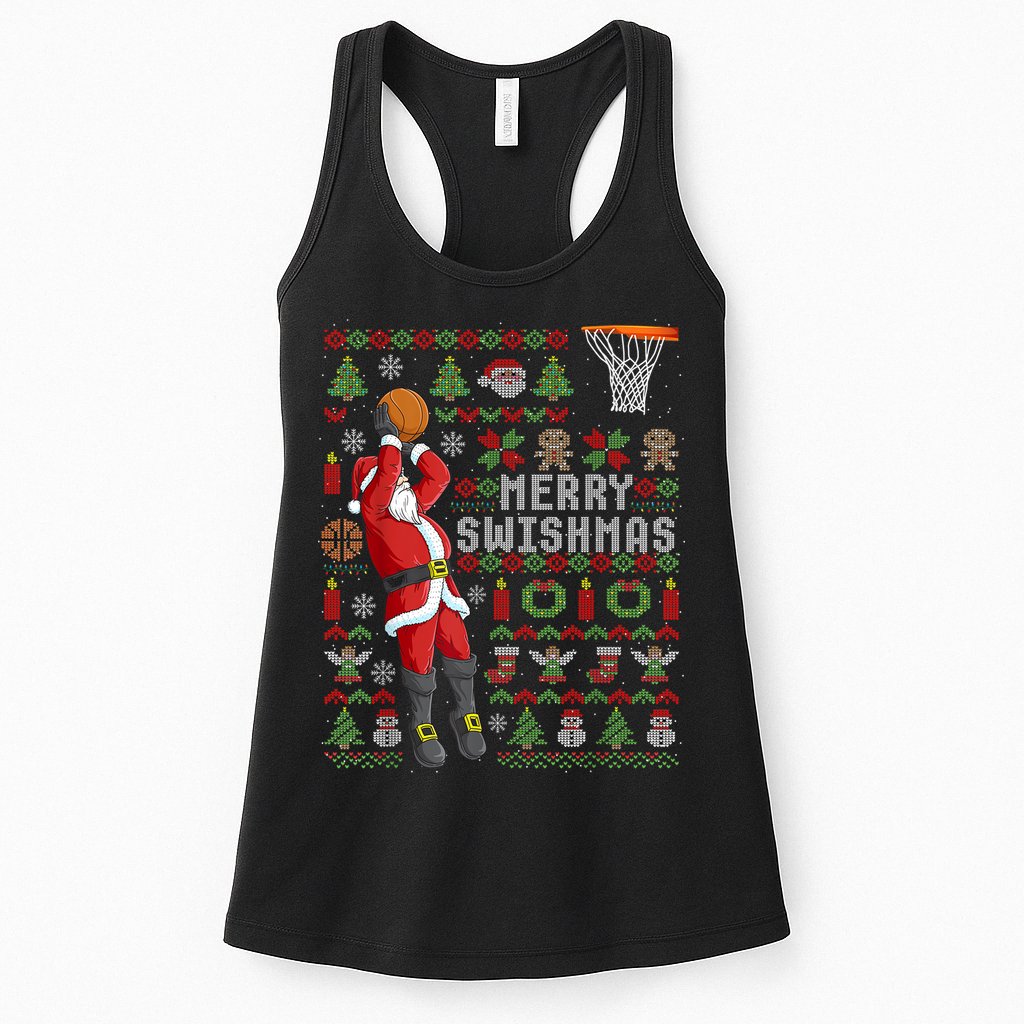 Cool Santa Basketball Merry Swishmas Womens Tank Top
