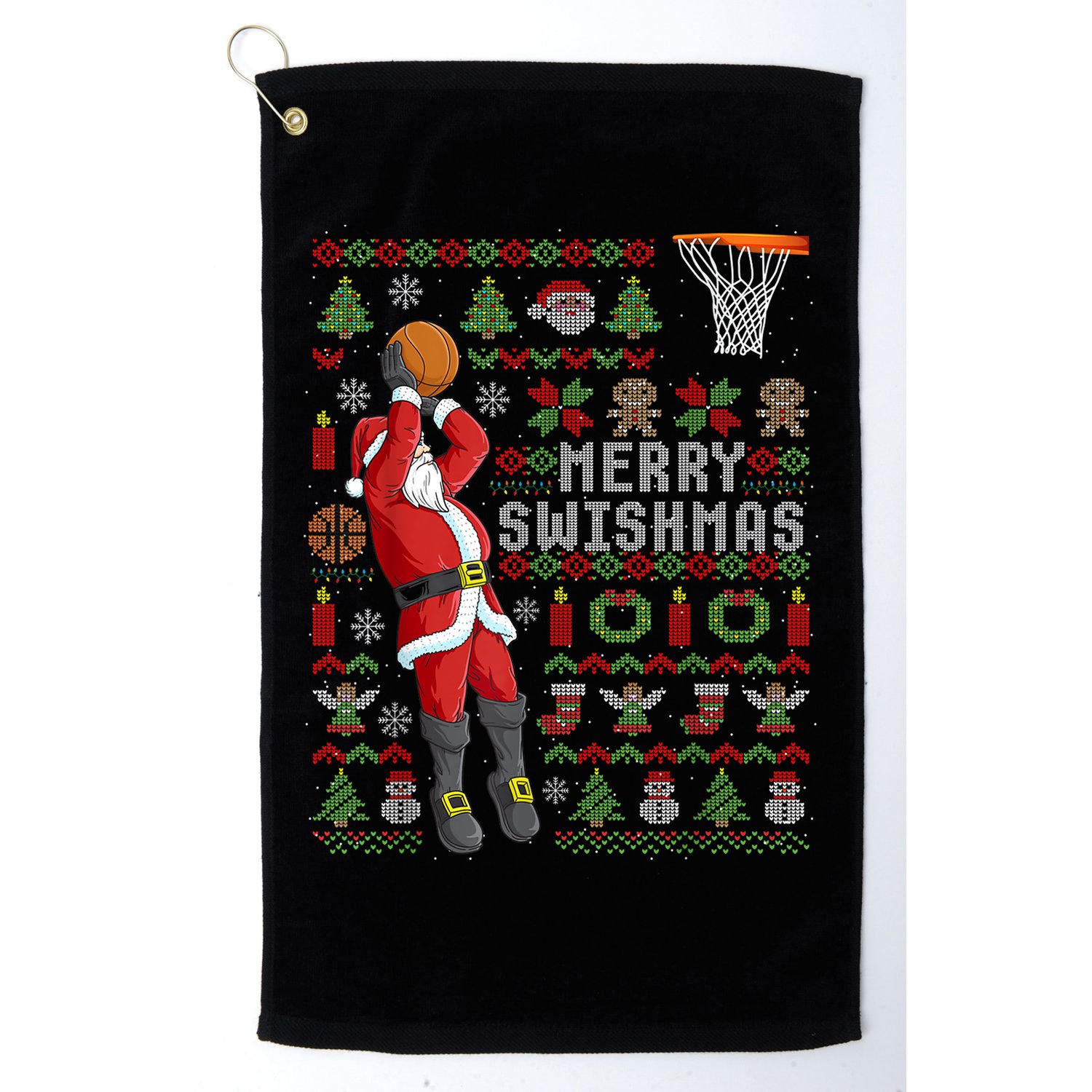 Cool Santa Basketball Merry Swishmas Golf Towel