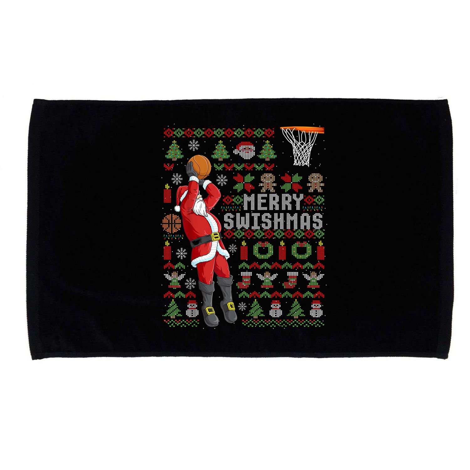 Cool Santa Basketball Merry Swishmas Microfiber Hand Towel