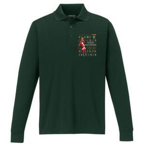 Cool Santa Basketball Merry Swishmas Performance Long Sleeve Polo