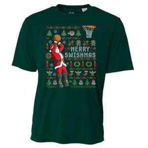 Cool Santa Basketball Merry Swishmas Cooling Performance Crew T-Shirt