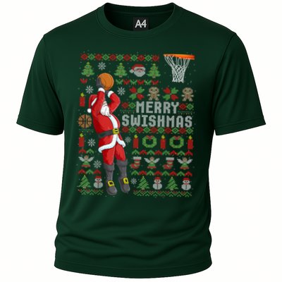 Cool Santa Basketball Merry Swishmas Cooling Performance Crew T-Shirt