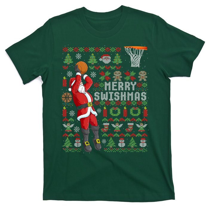 Cool Santa Basketball Merry Swishmas T-Shirt