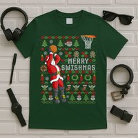Cool Santa Basketball Merry Swishmas T-Shirt