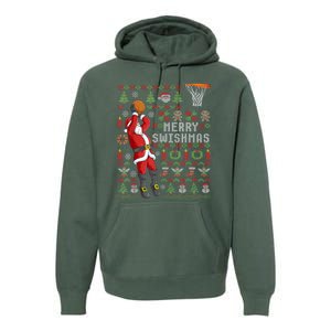 Cool Santa Basketball Merry Swishmas Premium Hoodie