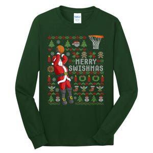 Cool Santa Basketball Merry Swishmas Tall Long Sleeve T-Shirt