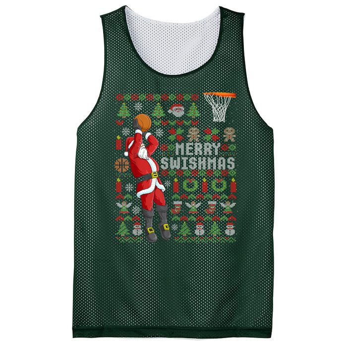 Cool Santa Basketball Merry Swishmas Mesh Reversible Basketball Jersey Tank