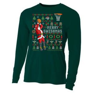 Cool Santa Basketball Merry Swishmas Cooling Performance Long Sleeve Crew