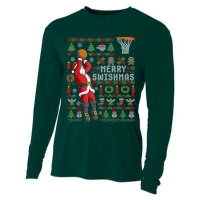 Cool Santa Basketball Merry Swishmas Cooling Performance Long Sleeve Crew