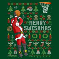 Cool Santa Basketball Merry Swishmas Cooling Performance Long Sleeve Crew