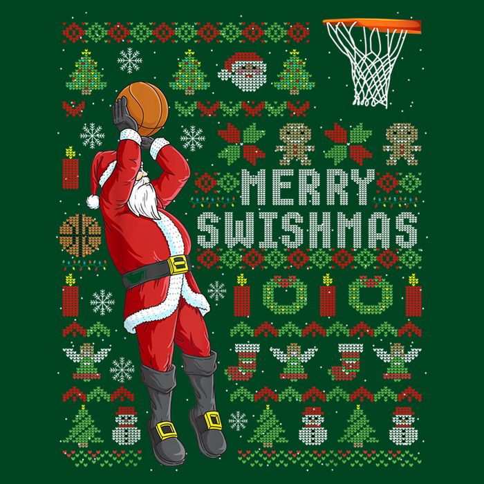Cool Santa Basketball Merry Swishmas Cooling Performance Long Sleeve Crew