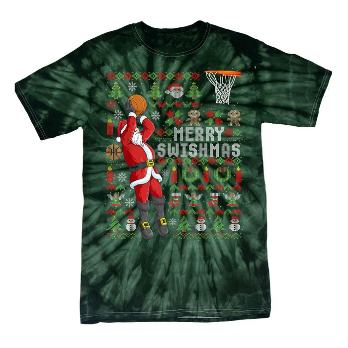 Cool Santa Basketball Merry Swishmas Tie-Dye T-Shirt