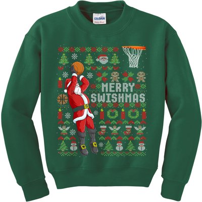 Cool Santa Basketball Merry Swishmas Kids Sweatshirt