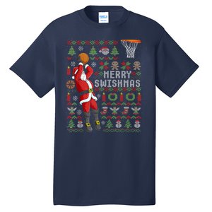 Cool Santa Basketball Merry Swishmas Tall T-Shirt