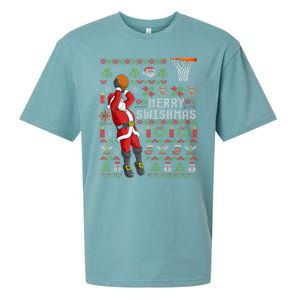 Cool Santa Basketball Merry Swishmas Sueded Cloud Jersey T-Shirt