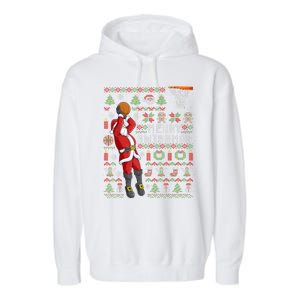 Cool Santa Basketball Merry Swishmas Garment-Dyed Fleece Hoodie