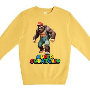 Cute Sasquatch Bigfoot Gamer Gaming Premium Crewneck Sweatshirt