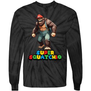 Cute Sasquatch Bigfoot Gamer Gaming Tie-Dye Long Sleeve Shirt