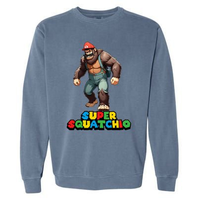 Cute Sasquatch Bigfoot Gamer Gaming Garment-Dyed Sweatshirt