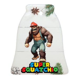 Cute Sasquatch Bigfoot Gamer Gaming Ceramic Bell Ornament