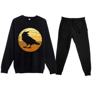 Crow Spooky Bird Halloween Gift Raven Premium Crewneck Sweatsuit Set