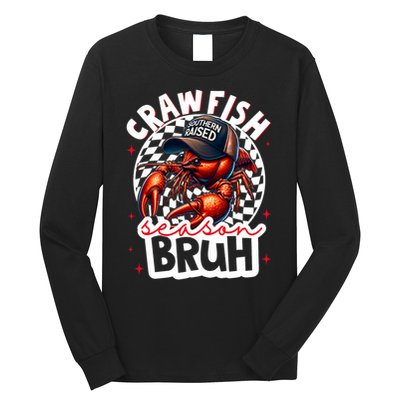 Crawfish Season Bruh Crawfish Hat Boy Funny Seafood Festival Long Sleeve Shirt