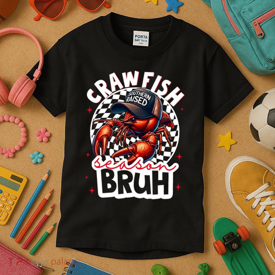 Crawfish Season Bruh Crawfish Hat Boy Funny Seafood Festival Kids T-Shirt