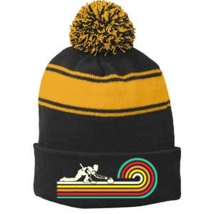 Curler Sliding Curling Stone Retro Curling Stripe Pom Pom Beanie