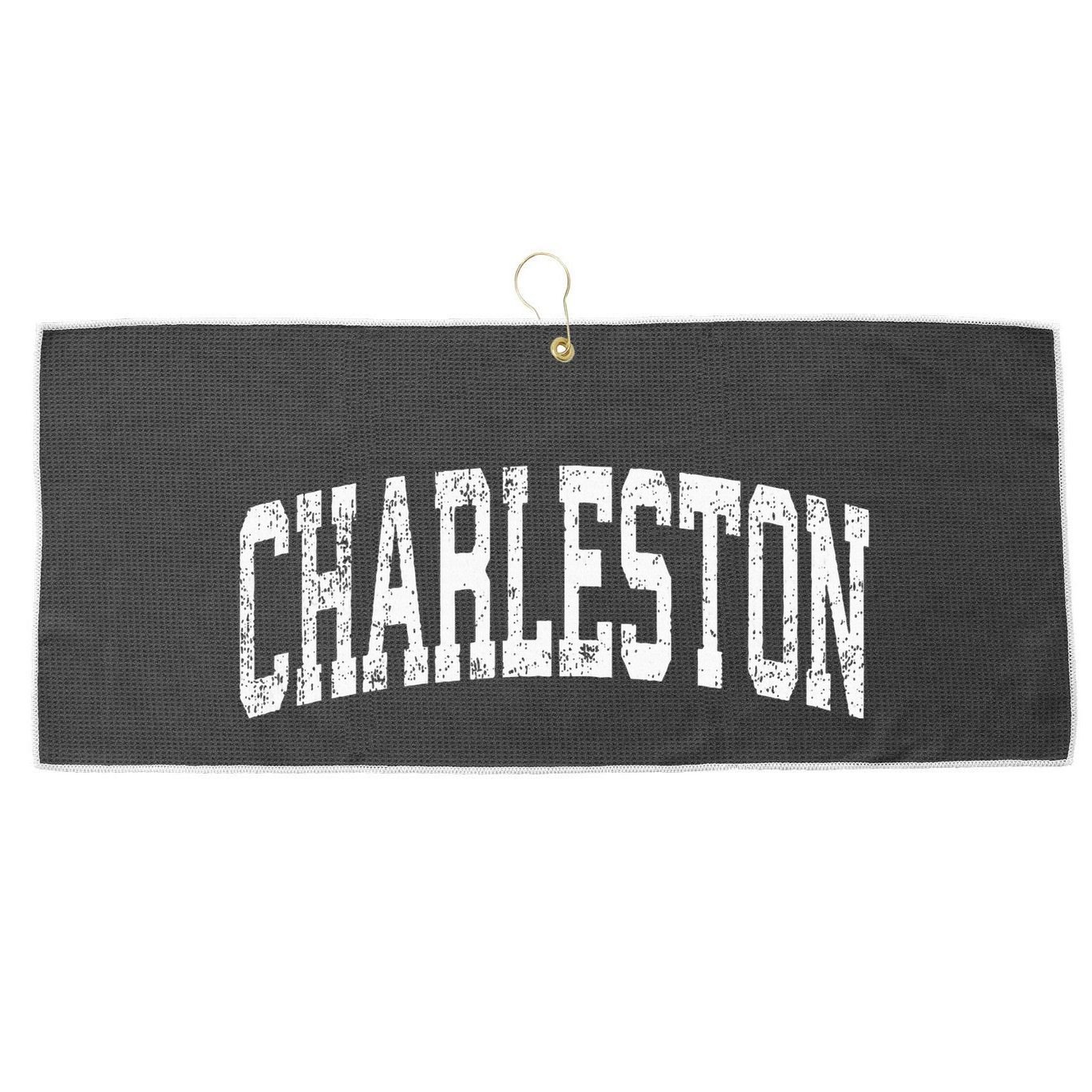 Charleston South Carolina Sc Vintage Athletic Sports Design Large Microfiber Waffle Golf Towel