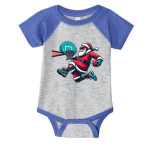 Christmas Santa Claus Dunking A Basketball Xmas Funny Gift Infant Baby Jersey Bodysuit