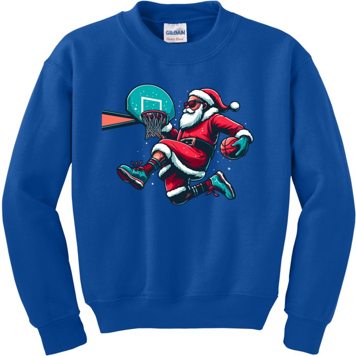 Christmas Santa Claus Dunking A Basketball Xmas Funny Gift Kids Sweatshirt