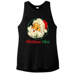 Christmas Santa Claus Face Funny Old Fashioned Ladies PosiCharge Tri-Blend Wicking Tank