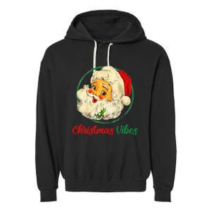 Christmas Santa Claus Face Funny Old Fashioned Garment-Dyed Fleece Hoodie