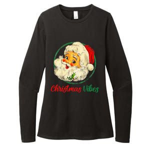 Christmas Santa Claus Face Funny Old Fashioned Womens CVC Long Sleeve Shirt