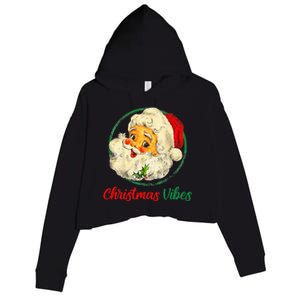 Christmas Santa Claus Face Funny Old Fashioned Crop Fleece Hoodie